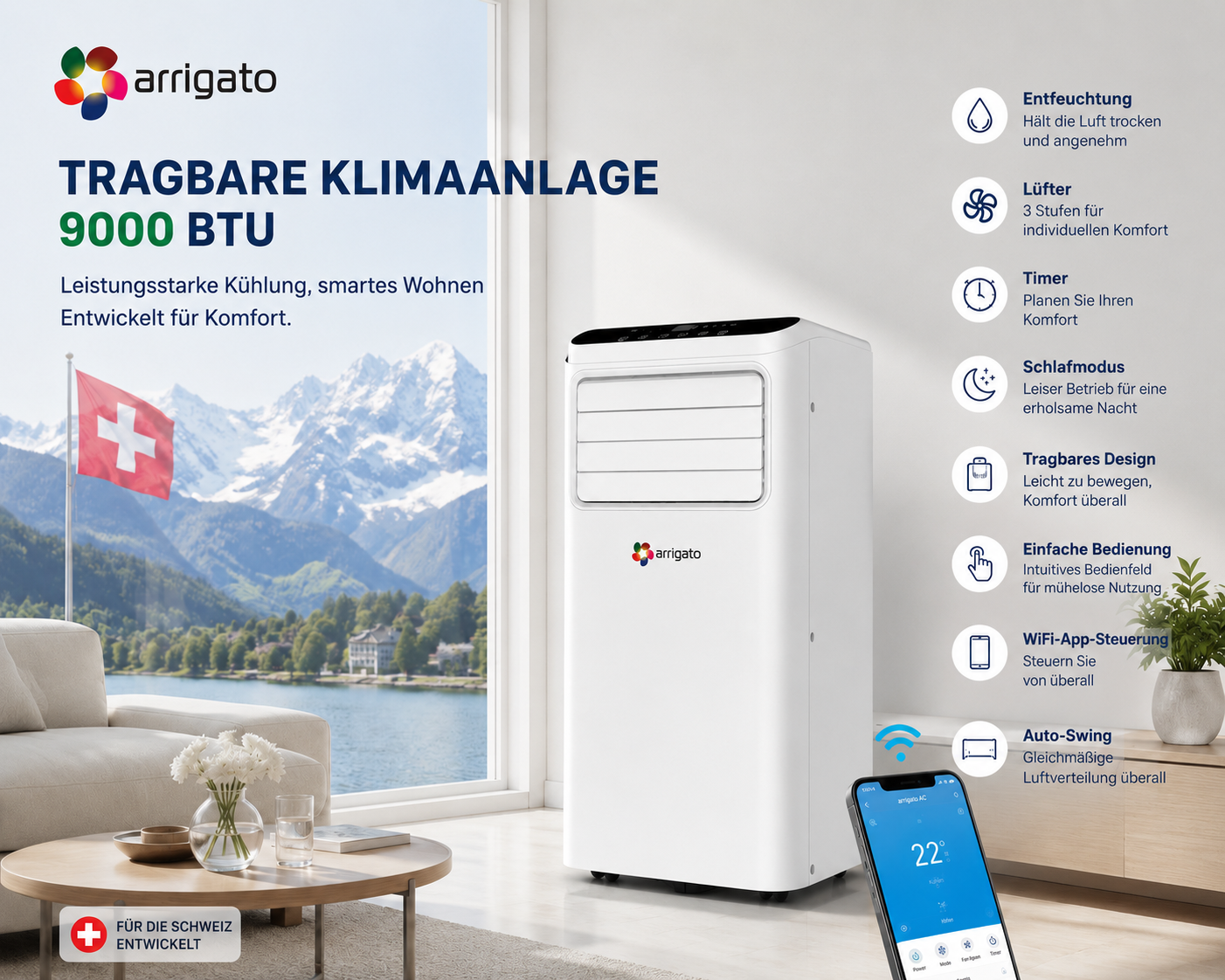 Climarox 9000 BTU – Funktionen und Bedienpanel