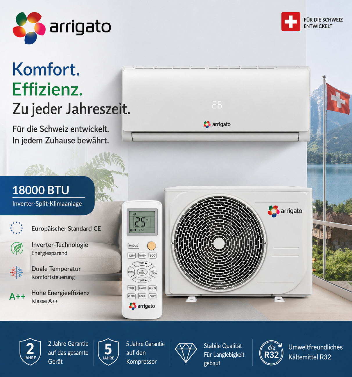 Climarox Split-Klimaanlage 18000 BTU – Innen- und Aussengerät